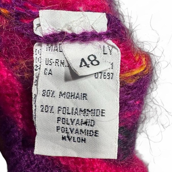 VTG 90s United colors of Benetton mohair geometric fair isle sweater 48 womens M - Picture 4 of 7
